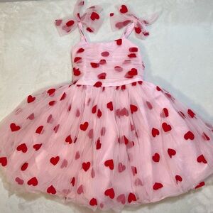 Baby Girl Valentine Dress Pink Tulle Hearts 12M